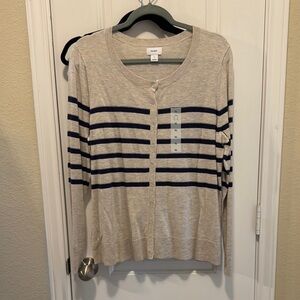 Old Navy Beige and Navy Striped Sweater